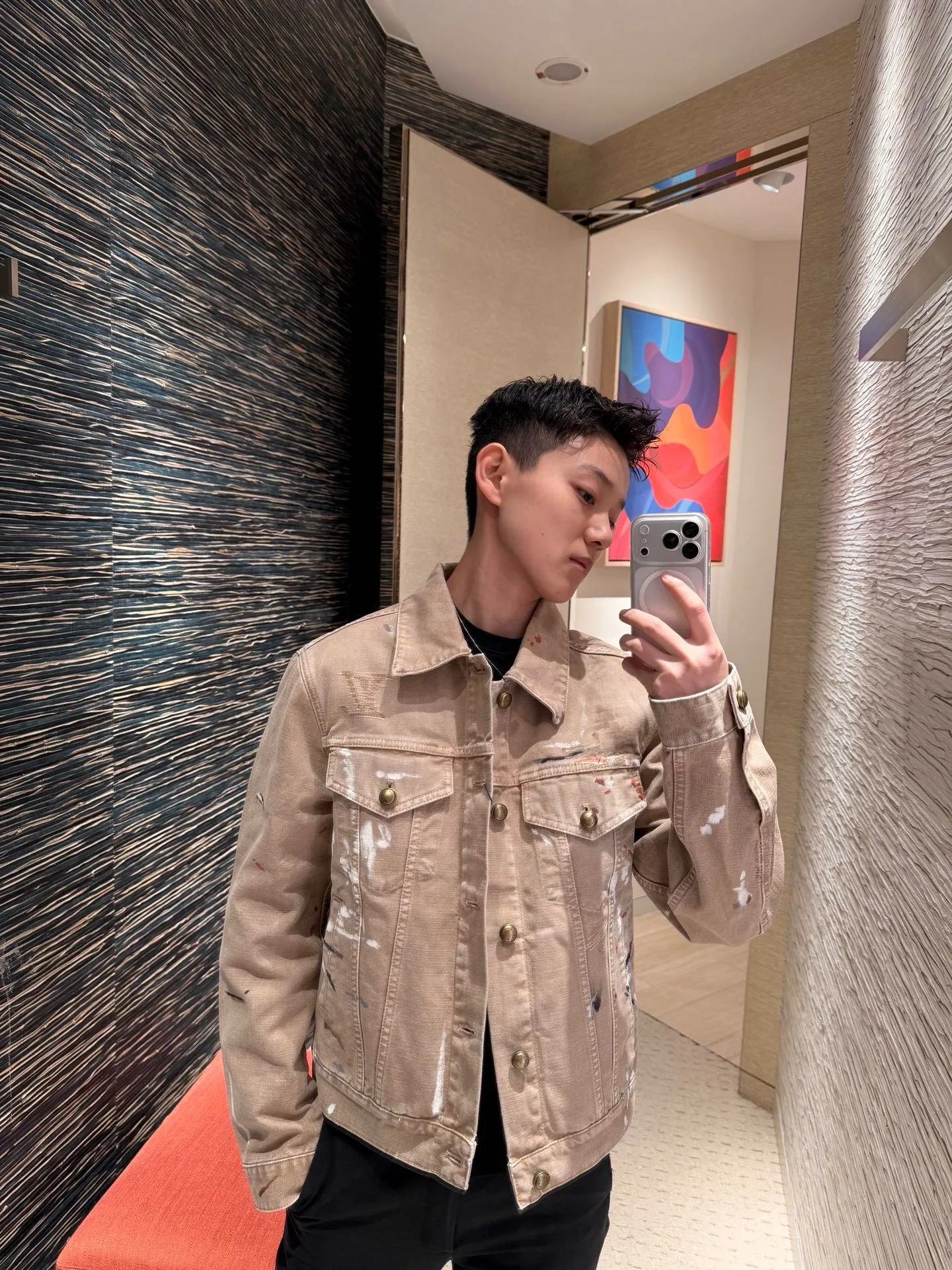 Louis Vuitton/Louis Vuitton splash graffiti suit denim jacket